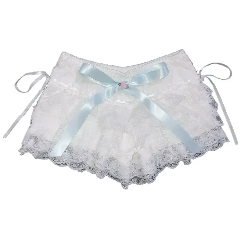 Nhiều Lớp Ren Quần Short Nữ Nơ Hoa Xù Lưng Thun Dễ Thương Bánh Quần Short Lolita Quần Short Ngọt Bé Gái Đáng Quần Áo