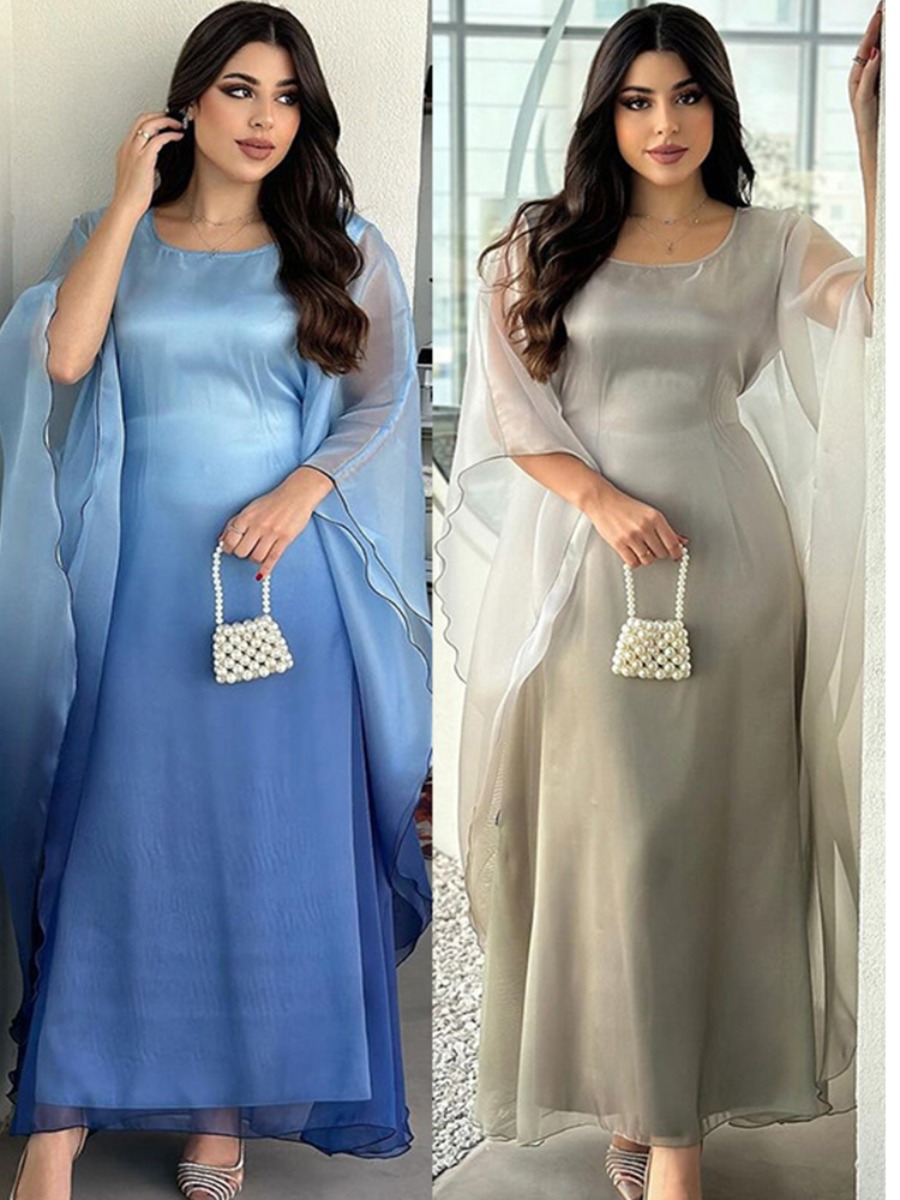 イードアラブサテンイスラム教徒パーティードレス女性のためのバットスリーブアバヤ Jalabiya ロングドレスモロッコカフタン Vestidos ラマダンガウンローブ