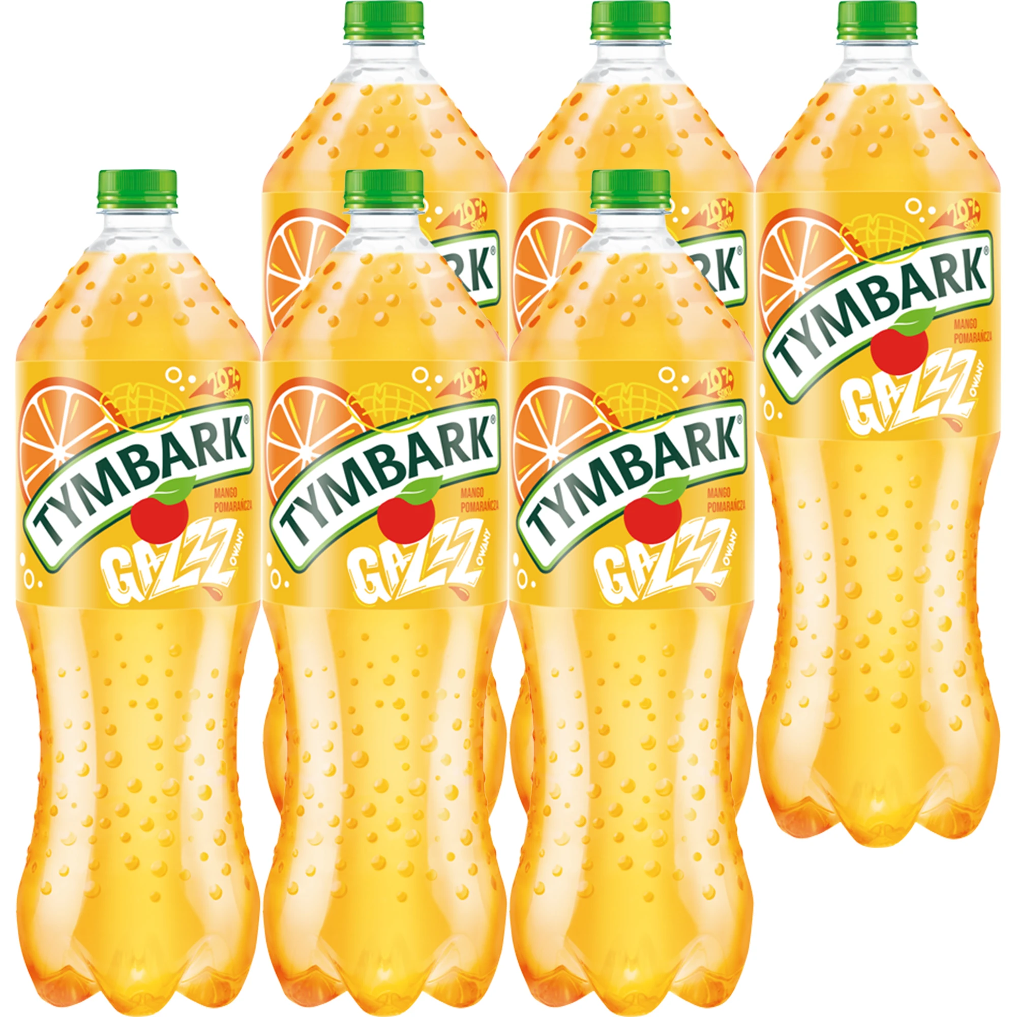 Tymbark Gazzzowany Napój o smaku mango z pomarańczą 1,5 l x 6 sztuk