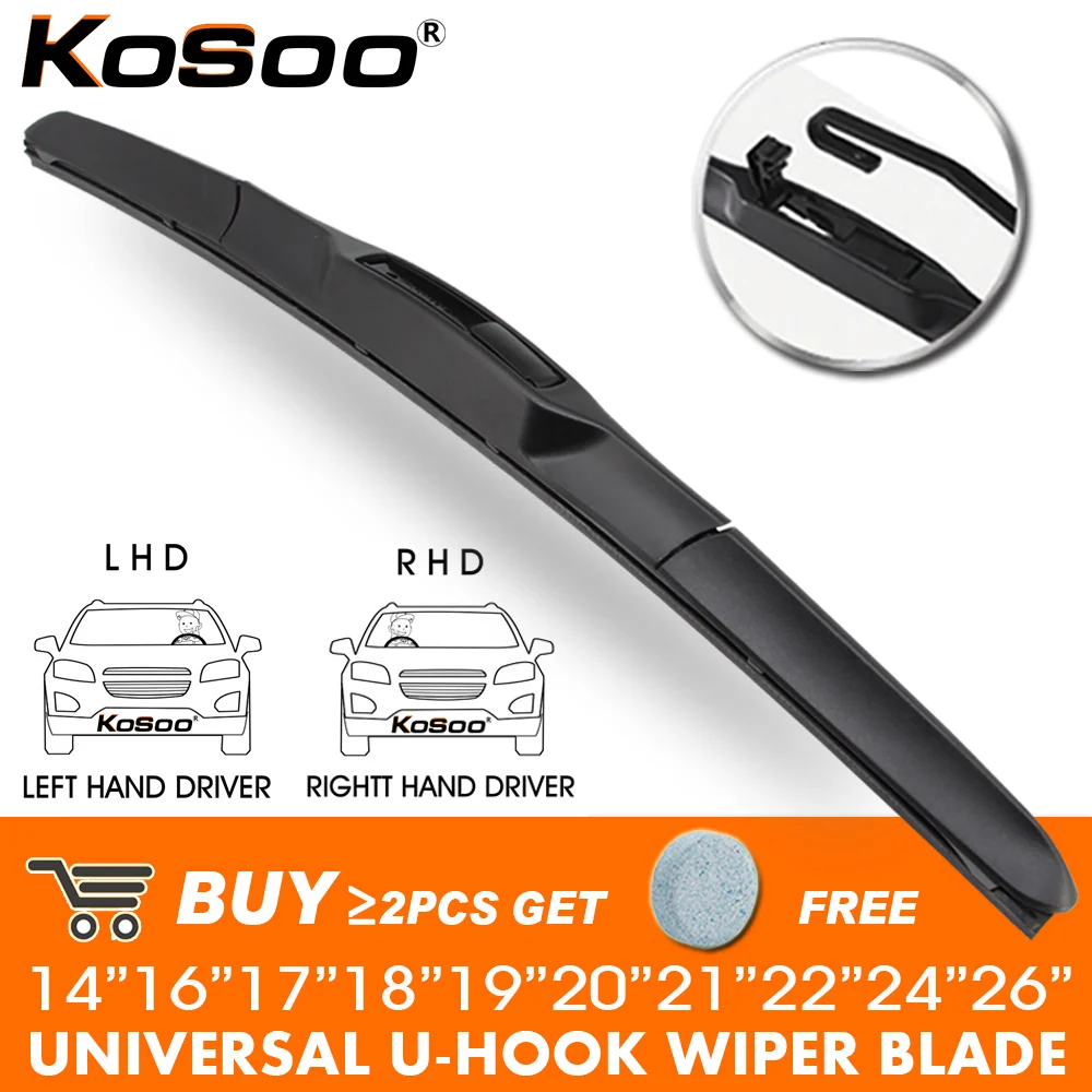 KOSOO Gạt Đa Năng U J Móc 14 "16" 17 "18" 19 "20" 21 "22" 24 "26" Kính Chắn Gió Kính Chắn Gió Cao Su LHD/RHD Xe Ô Tô Phụ Kiện