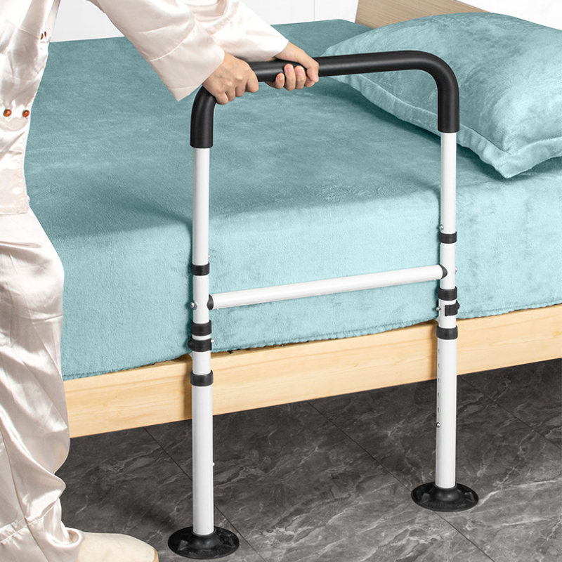 โลหะผู้สูงอายุจองราวข้างเตียงปรับ Anti-Fall ข้างเตียง Handrail ถ้วยดูดที่แข็งแกร่งสนับสนุนข้างเตียง
