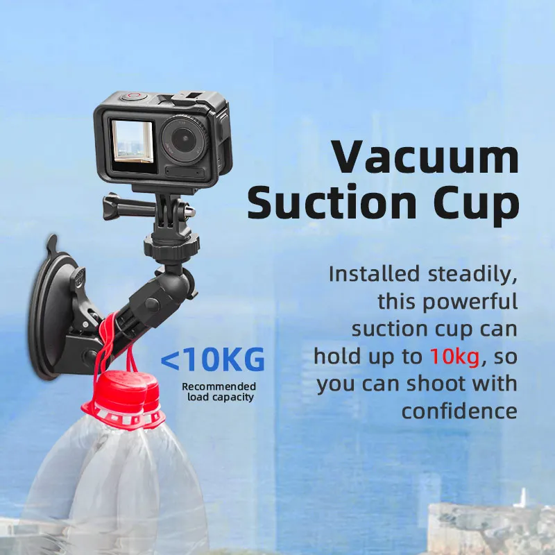 Camera Suction Cup Mount 360 Rotation Camera Car Holder 1/4 Screw for Go Pro DJI OSMO Action 4 5 Pro Insta 360 X5 X4 Phone Hold