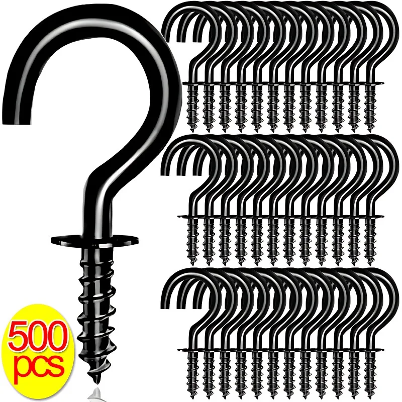 50/500 Uds gancho de tornillo ganchos de techo multifuncional montaje en pared de alta resistencia plástico inmersión hierro atornillado soporte de plantas colgantes