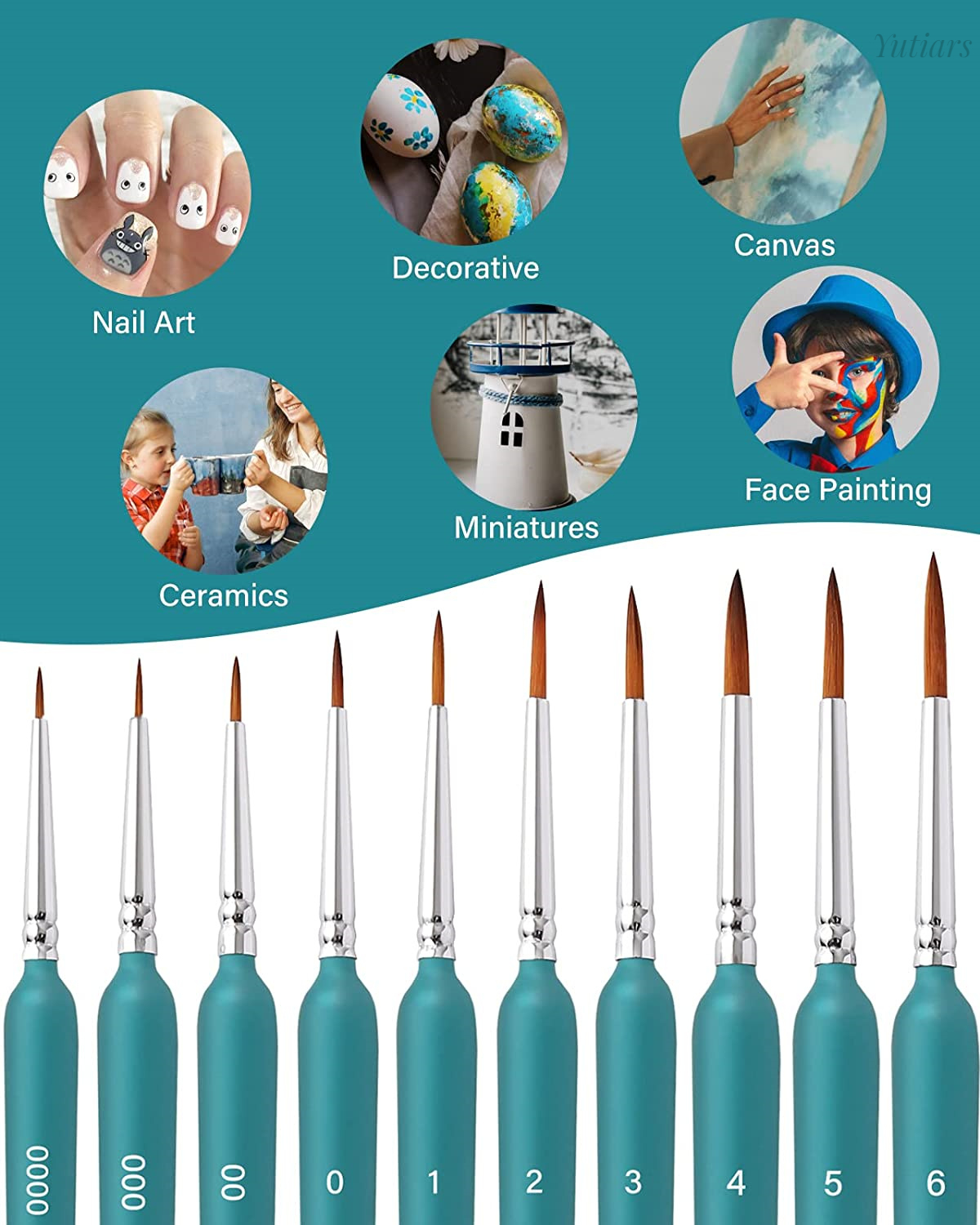 11 Stück Miniatur-Pinsel, Kunst-Malpinsel, Wieselhaar, Pinsel, Gouache, Aquarell, Ölfarben, Künstler, handbemalt