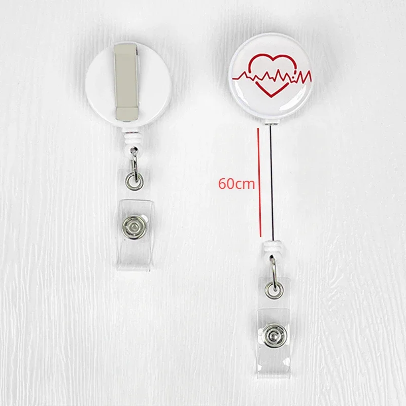 Nurses Doctors Retractable Badge Reels Kawaii Cartoon Pattern Uniform Pocket Clips Work Card Holder Hospital Supplies