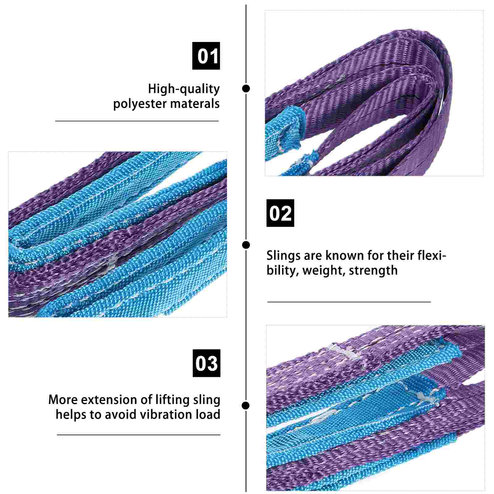 1T polyester hijsband Platte riemen Heavy Duty Lift Sling Strap Constructie Dubbele gesp singelband Sterke steken