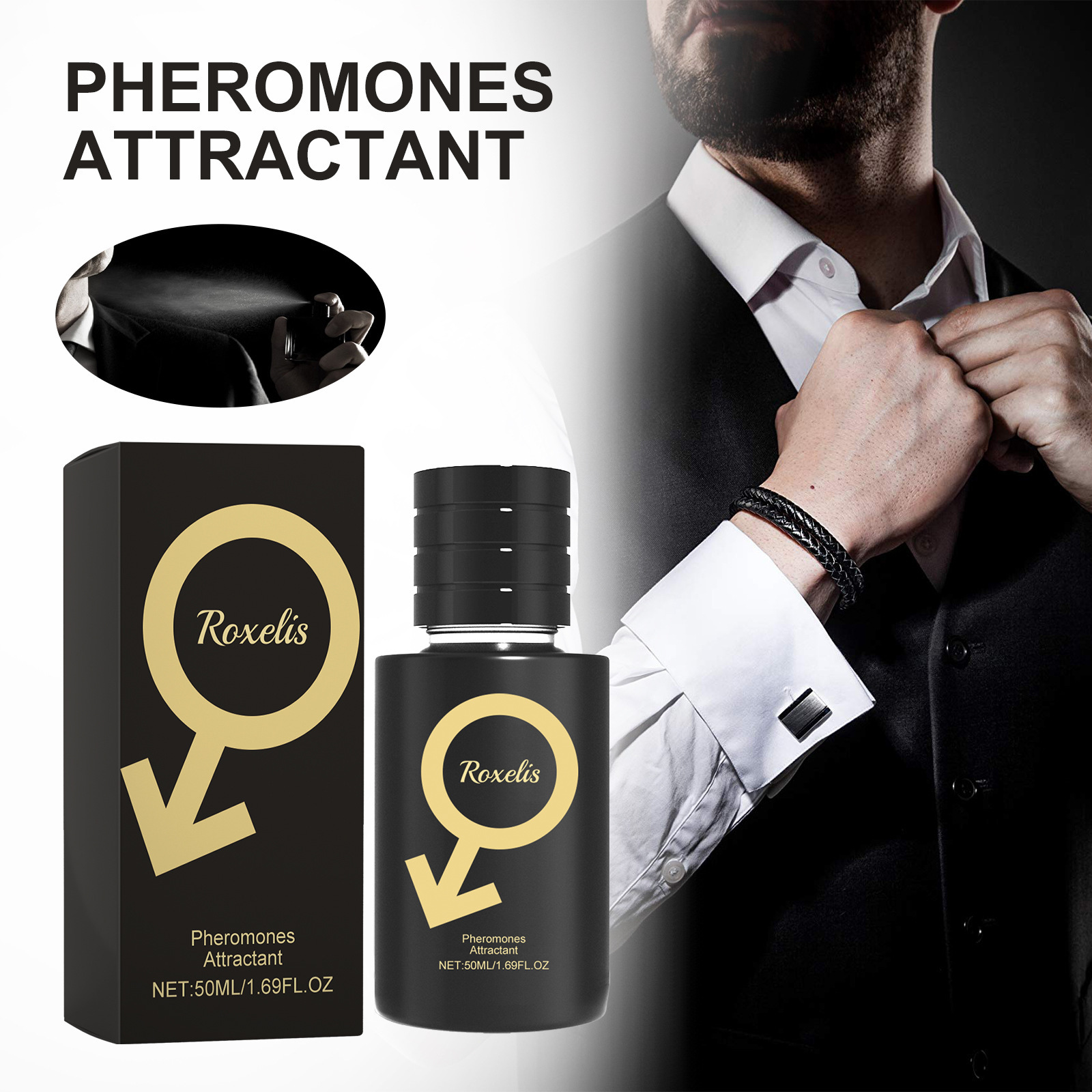 Perfume de feromonas para hombres, Aroma duradero para citas, feromonas románticas, coqueteo atractivo, aumenta la confianza, aceite aromático estimulante
