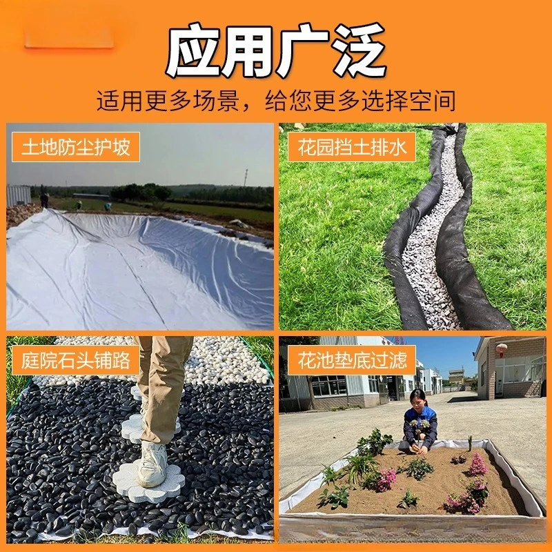 Scatola di fiori da giardinaggio geotextile lunga nera da 0,5 m * 2 m foderata con tessuto di supporto separato al pavimento Coperta per la cura del pavimentazione Geotextiles