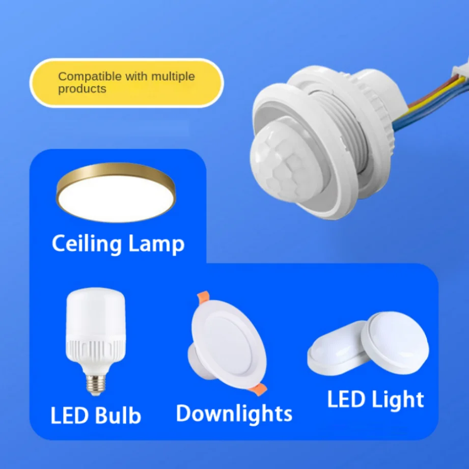 Detector infrarrojo PIR LED integrado AC 85V-265V IR interruptor de Sensor de movimiento infrarrojo para iluminación del hogar regulación de inducción