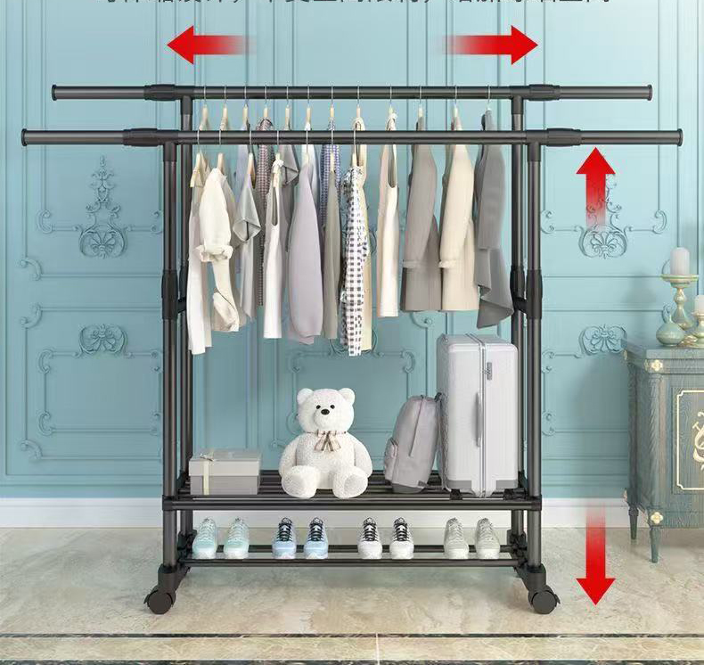 Prateleiras de pano de pé secador nórdico interior ajustável roupas rack quarto cabides dobráveis de metal