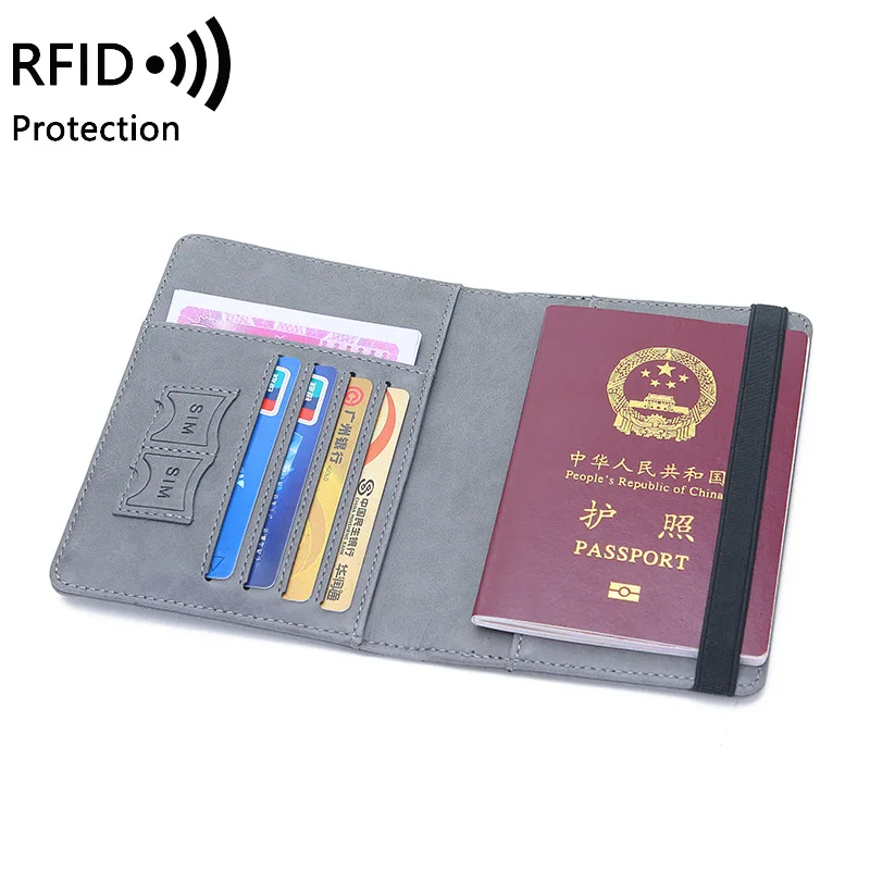 ผู้หญิงผู้ชายผู้ถือหนังสือเดินทางท่องเที่ยวกรณี RFID PU หนังบัตรเครดิตผู้ถือบัตรกรณีตั๋วกระเป๋าสตางค์ป้องกัน