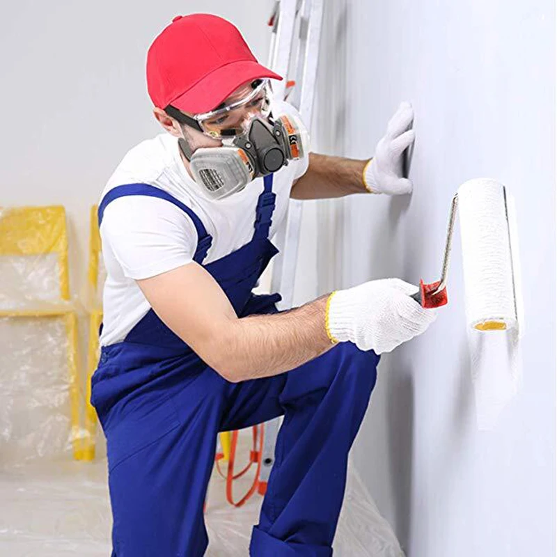 6200 Half Face Dust and Gas Mask with Protective Fog Proof Glasses and Respirator Filters for Painting Spraying and Safety Work