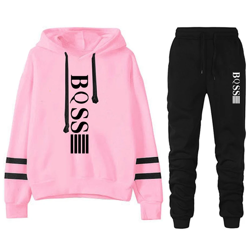 Chándal de calidad para mujer, sudaderas a rayas, moda para correr, con capucha, informal, deportes al aire libre, comodidad, pantalones de chándal diarios, Otoño Invierno