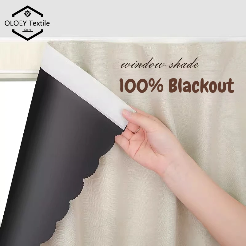 Cortinas opacas sin taladro, 100% con bloqueo de luz, gancho y bucle térmico a prueba de rayos UV para ventanas, dormitorio, sala de estar, decoración moderna para el hogar