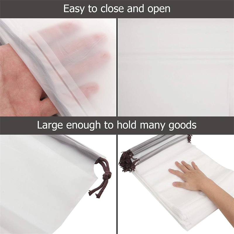 12 Uds. Bolsas transparentes esmeriladas con cordón, bolsa de viaje impermeable para maquillaje, zapatos de bolsillo, ropa, bolsa organizadora de ropa interior portátil