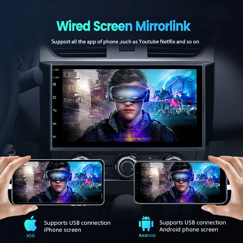 Gran oferta CarlinKit USB inalámbrico y con cable CarPlay Dongle Android Auto AI Box Mirrorlink reproductor Multimedia para coche Bluetooth conexión automática