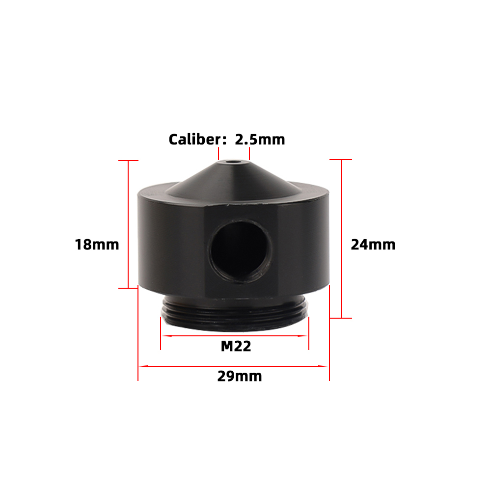 CO2-Laserkopf-Linsenrohr, Außendurchmesser 25 mm, Luftdüse, Durchmesser 20 FL, 38,1/50,8/63,5/101,6 mm, für CO2-Lasergravurmaschine