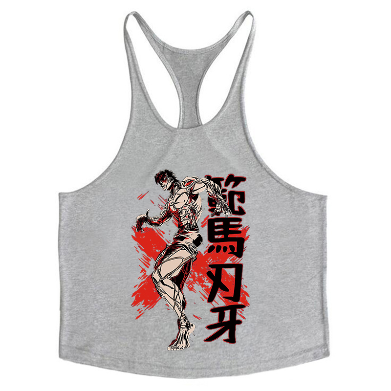 Baki gráfico algodão regata para homens verão sem mangas y-back colete ginásio treinamento muscular atlético treino undershirt activewear