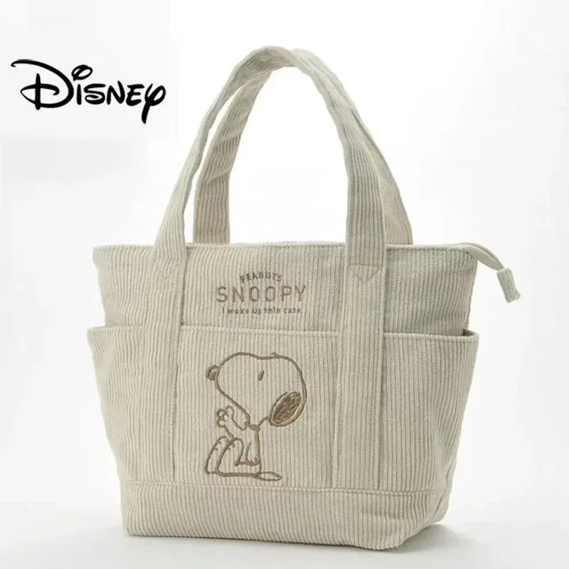 Disney série bonito snoopy veludo sacola casual cem estudantes grande capacidade bolsa de ombro com zíper grande saco