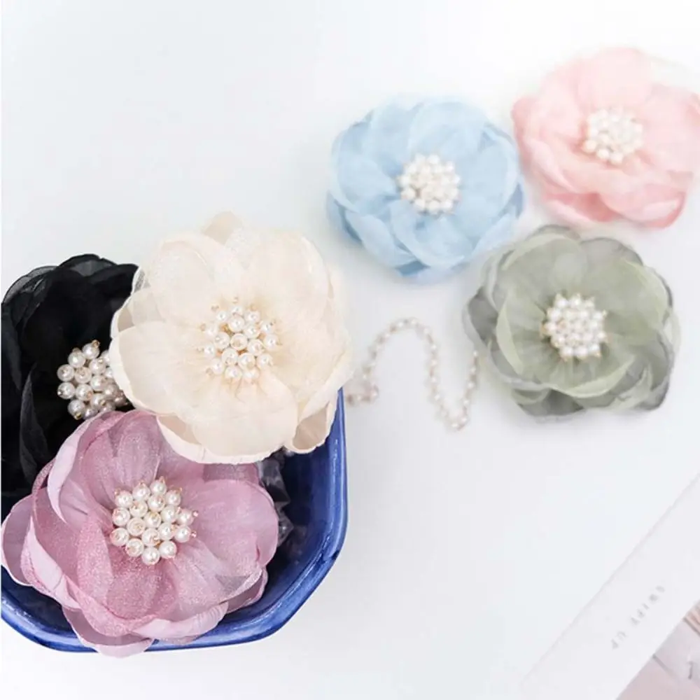 5 ชิ้นเย็บผ้า 3D ชีฟองดอกไม้ชีฟองลูกปัดกลางประดิษฐ์ดอกไม้ Handmade Burnt Edge DIY เย็บ Applique