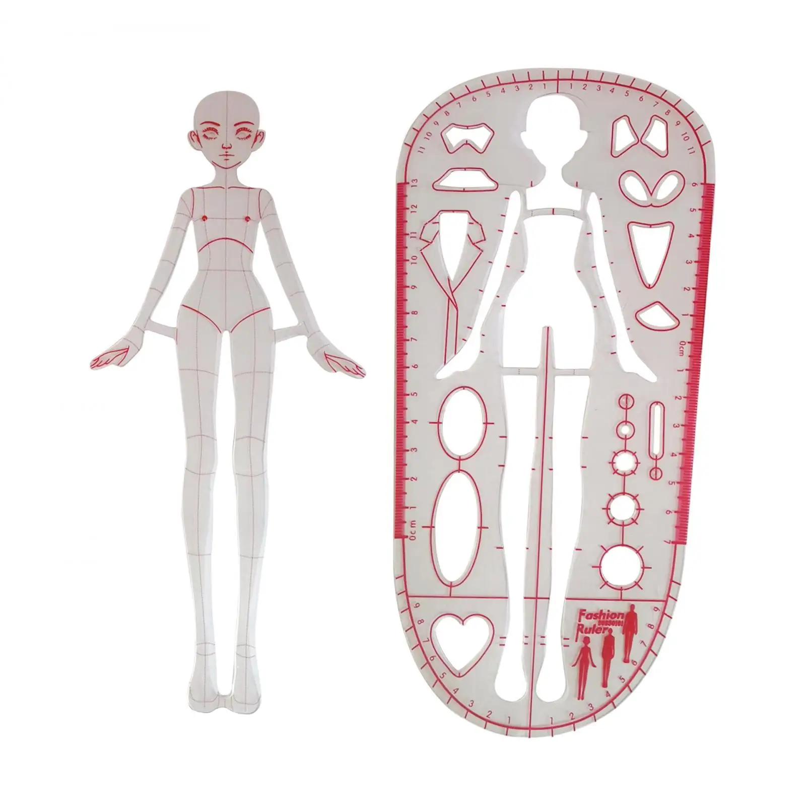 2Pcs Template Ruler Measuring Tool Sewing Humanoid Patterns Design Woman