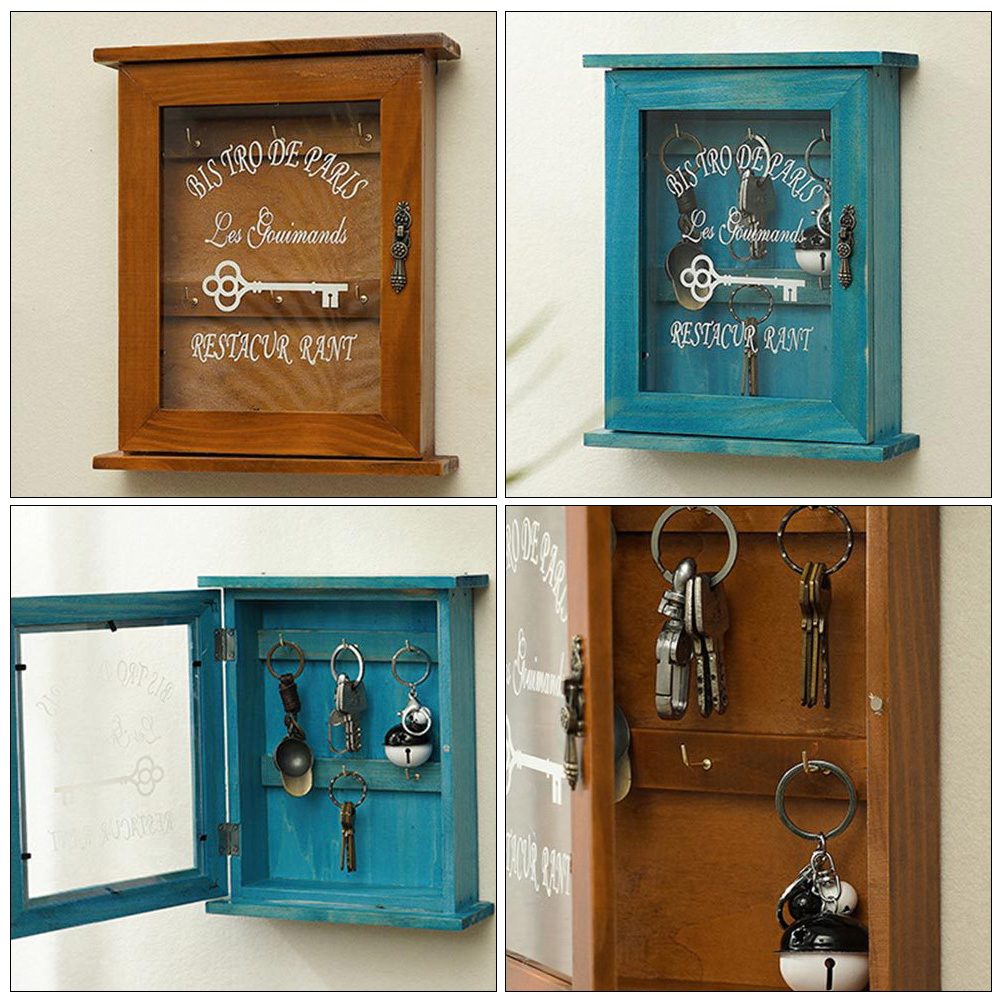 Key Wall กล่องที่วางของในตู้เก็บ Rustic ตกแต่งไม้ Entryway Organizer Hook Management Entry ชั้นวางกรณี Mount Mail
