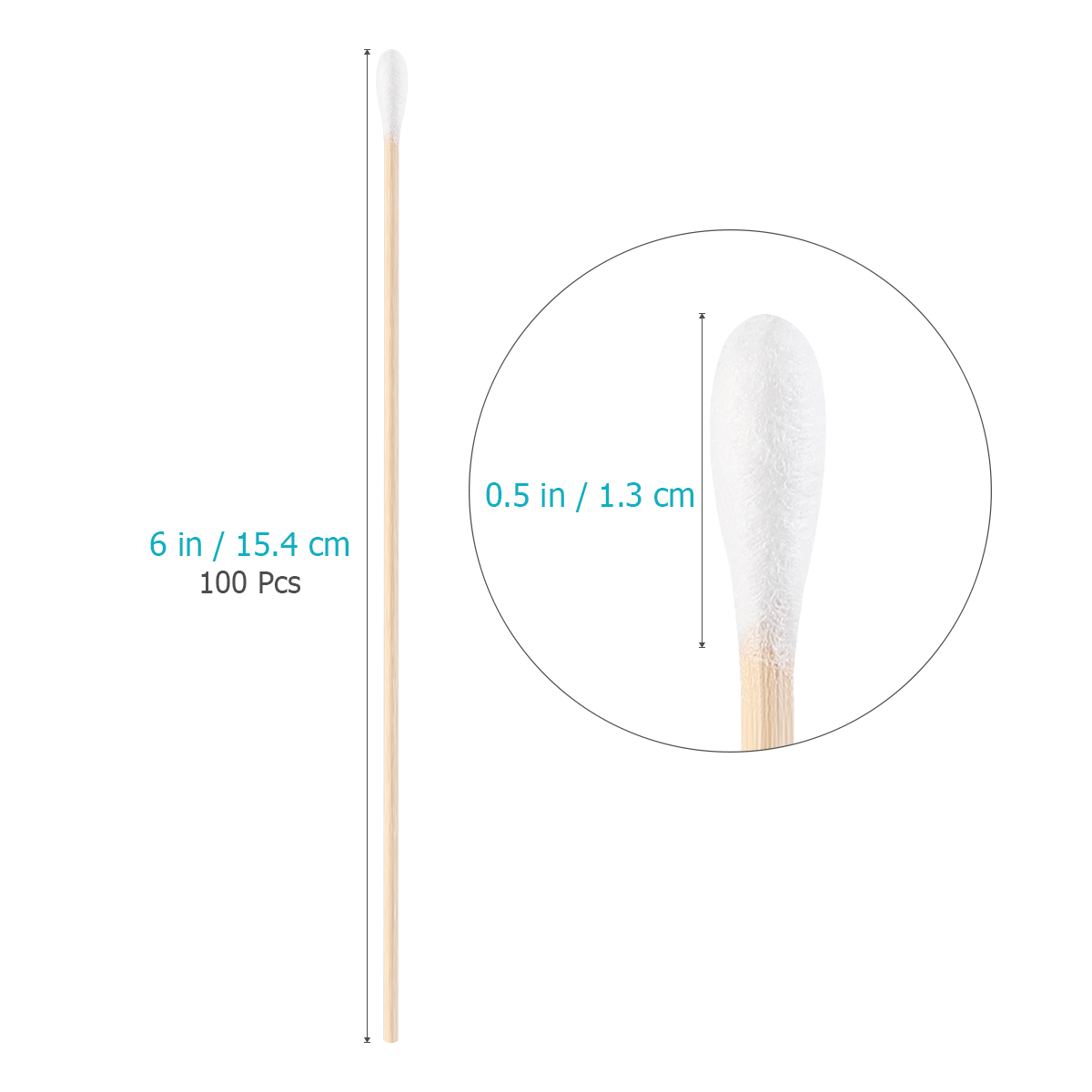 Hisopos de algodón higiénicos sin polvo con mango de madera largo, herramienta de limpieza de orejas, hisopos médicos con punta de algodón, papel sanitario