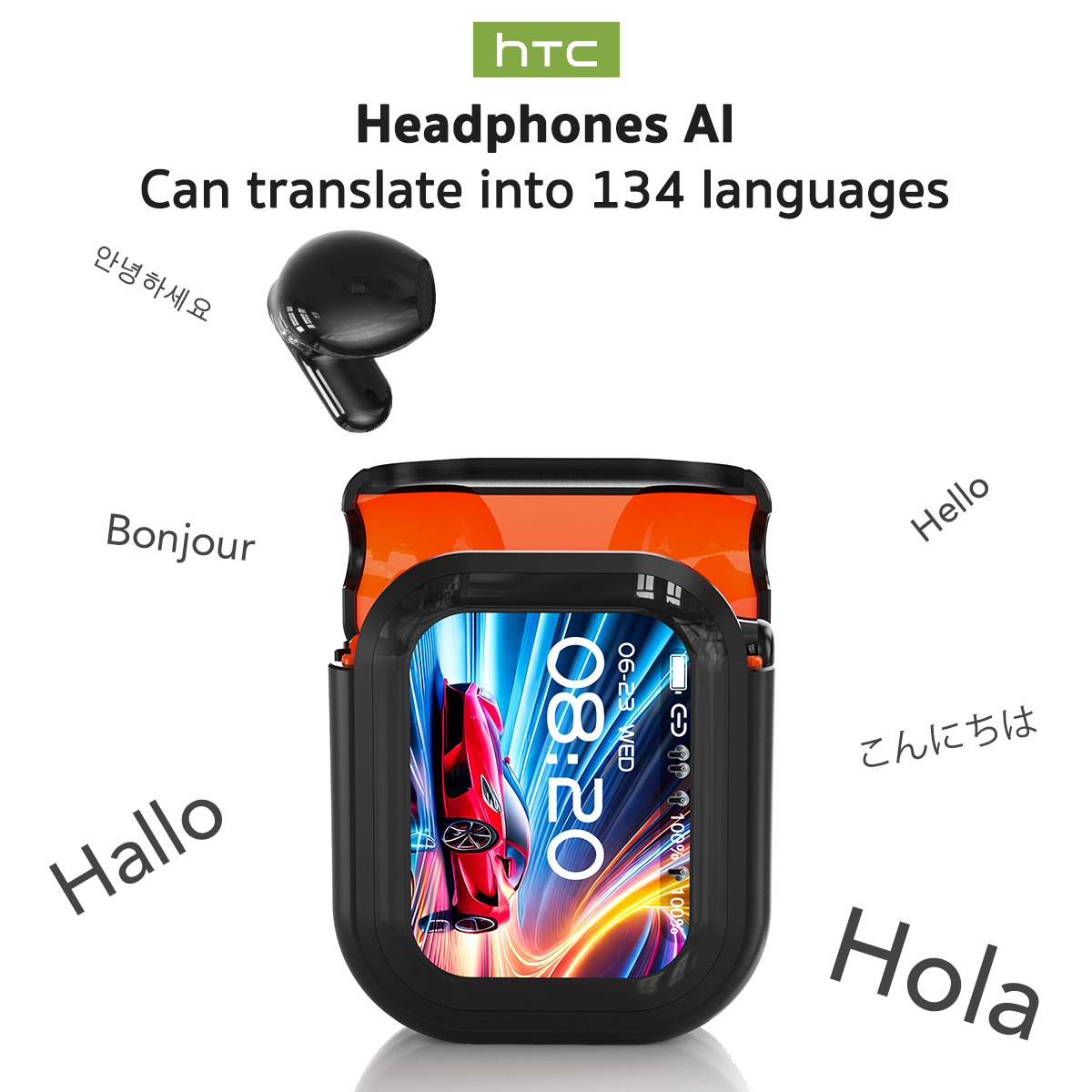 Traductor HTC NE20 nuevos auriculares inalámbricos Bluetooth 6,0 auriculares de traducción IPX4 clasificación de impermeabilidad batería de larga duración