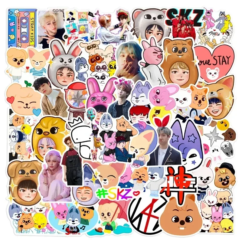 50pcs Skz Stickers Scrapbooking Laptop Notebook Cartoon Suitcase Graffiti Sticker Decals for Kids Girl Stray Gifts