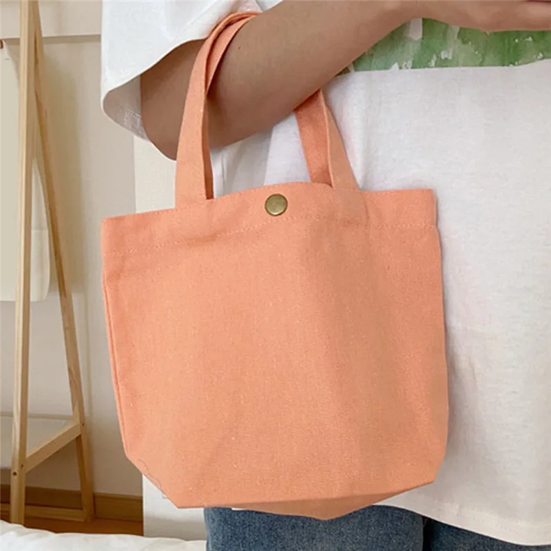 ผ้าใบเรียบง่ายกระเป๋าผู้หญิงไหล่กระเป๋ากระเป๋าปิคนิคพับได้ขนาดเล็ก Tote สีดํา Shopper ขนาดใหญ่ความจุกล่องอาหารกลางวันนักเรียน