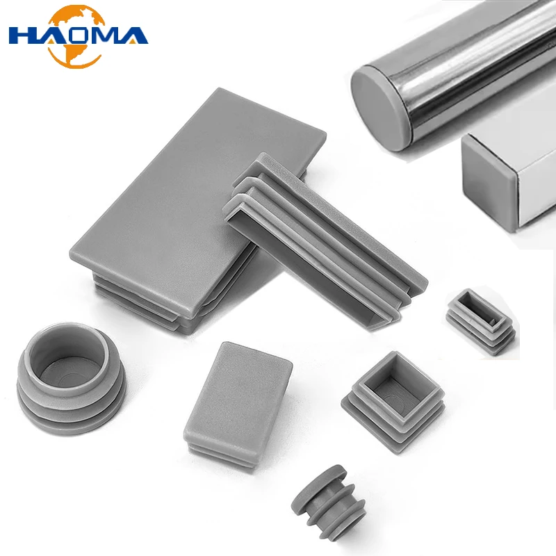 1-20Pcs Grey Round/Square Plastic Blanking End Caps  Steel Tube Pipe Inserts Plug Furniture Chair Legs Bung Dust Cover