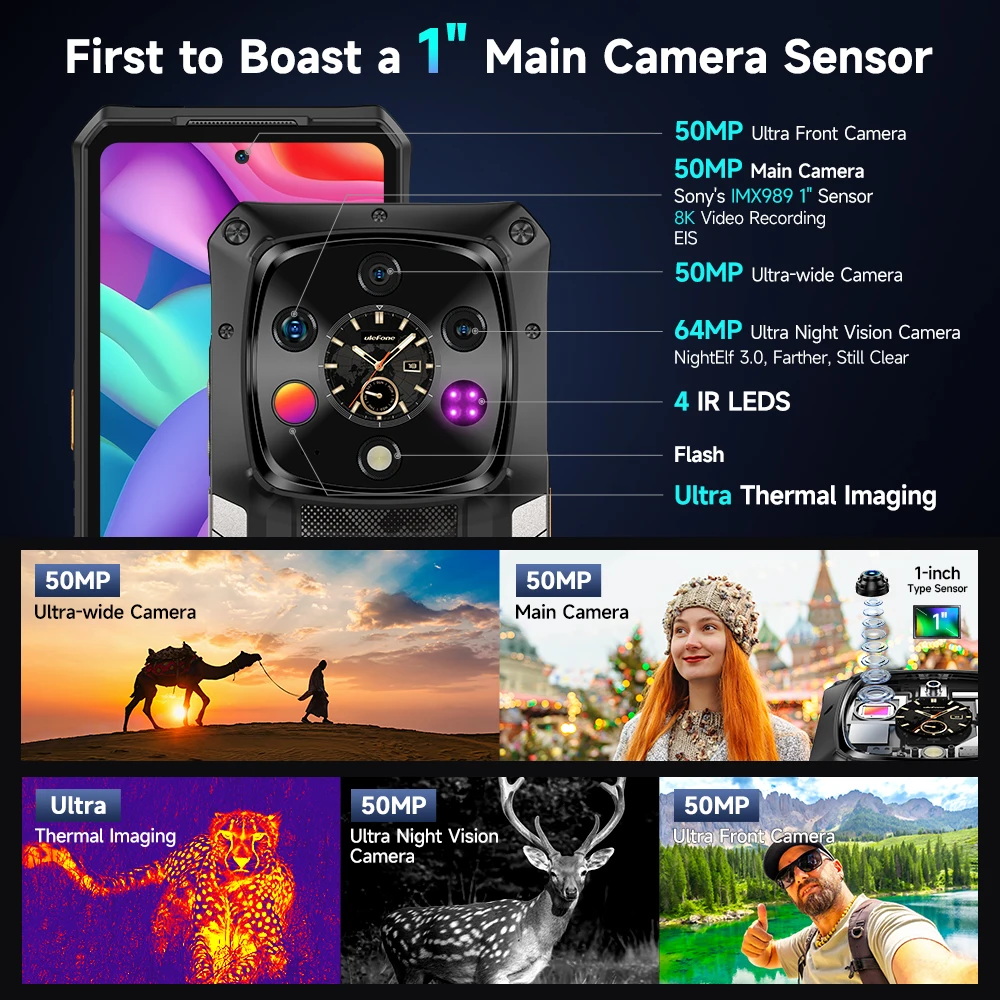 Ulefone Armor 28 Ultra 5G AI Thermal Imaging Rugged Phone Dimensity 9300+ 1TB ROM 32GB RAM Android Smartphone AMOLED Mobile