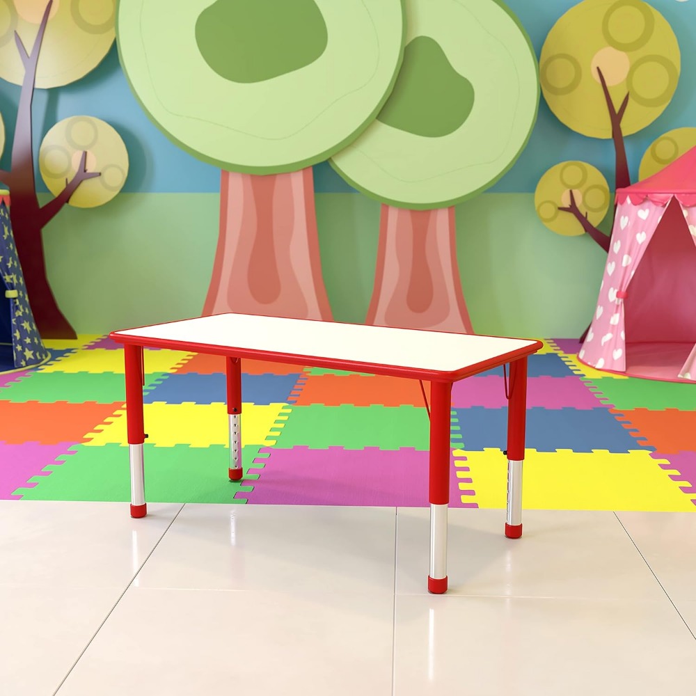 23.625x47.25 Red Plastic Height Adjustable Activity Table