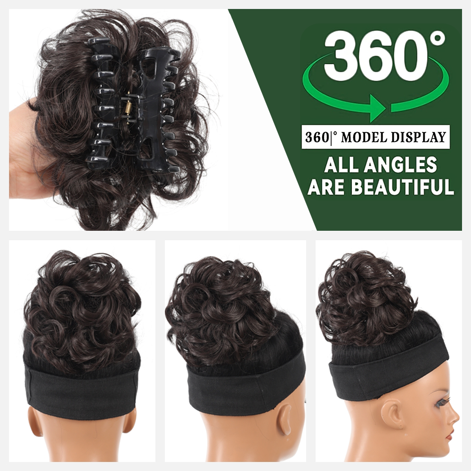 Synthetic messy hair sideburns scrunchie hair sideburns donut hair sideburns scrunchie ponytail hair accessories Christmas