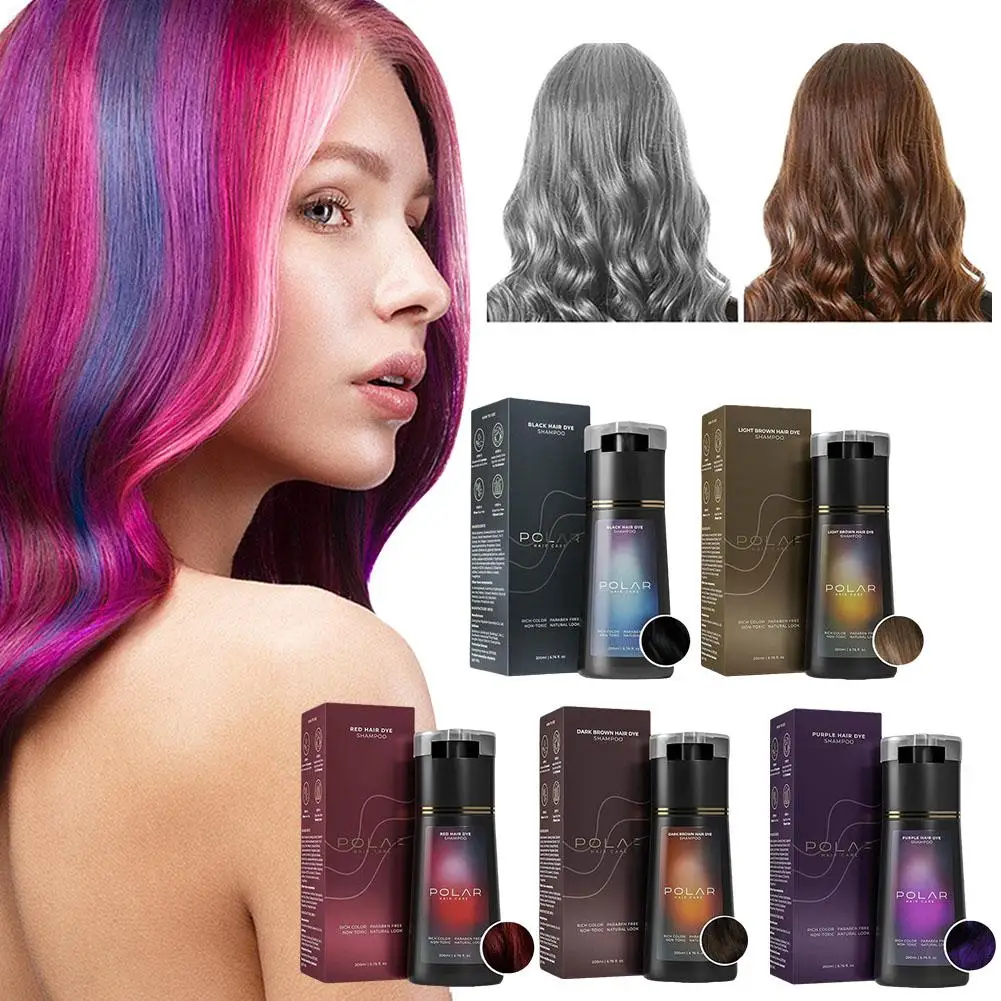 Haarverf Kleurshampoo 3 in 1 Instant Haarverfshampoo Voedt Langdurige Kleurverf Voor Vrouwen & Mannen Grijs Haar Dekking 200ML