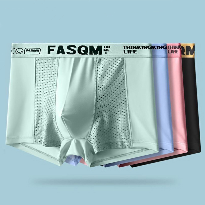 1 stücke Mesh Eis Seide Boxer Shorts männer Unterwäsche FASQM Unterhose Atmungsaktive Sexy Dünne Höschen Bambus Dessous Plus Größe L-6XL