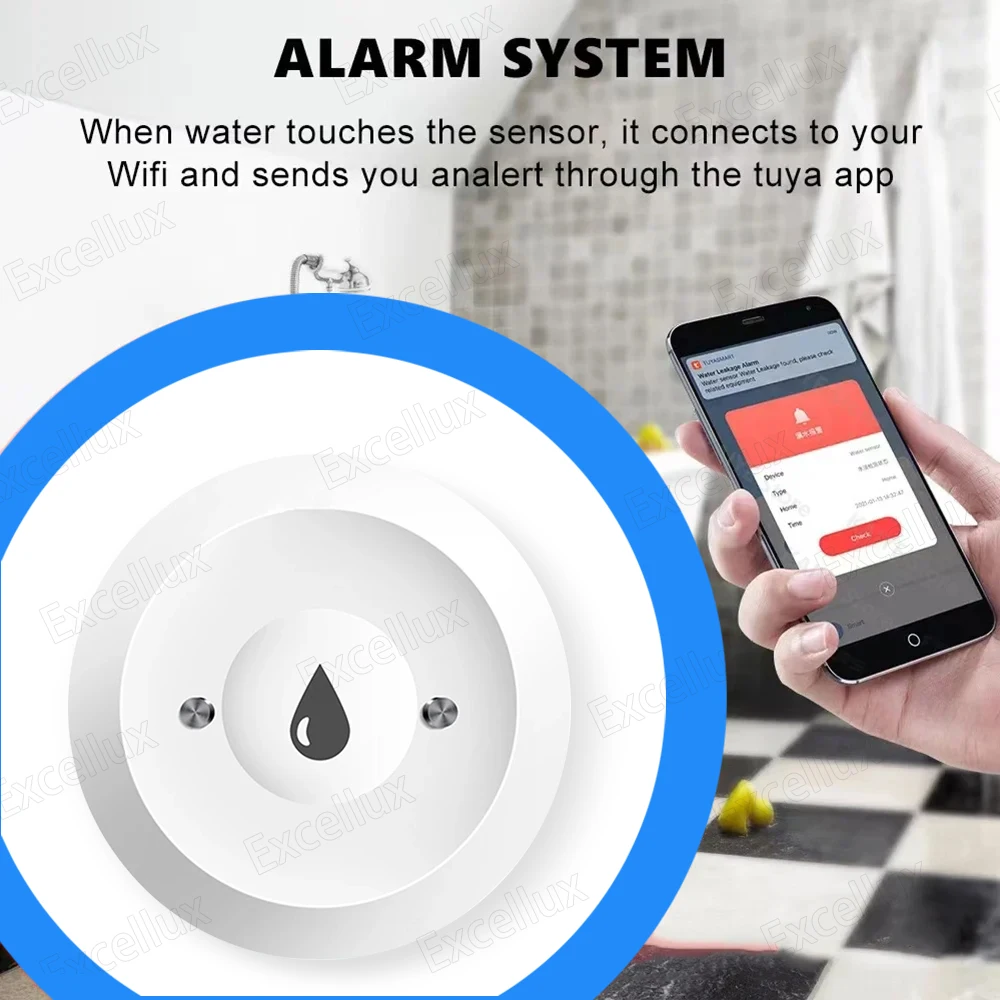 Sensor de agua Tuya Zigbee, Detector de fugas de inundación, monitoreo remoto por aplicación para cocina/baño, soporte para asistente doméstico Zigbee2mqtt