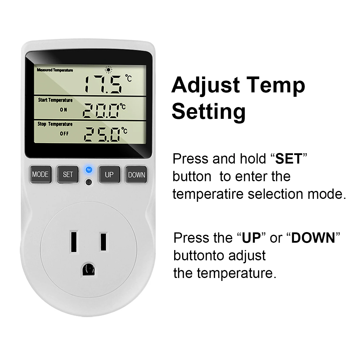 Enchufe con temporizador UE/EE. UU./FR, termostato, controlador de temperatura Digital, toma de corriente con interruptor de temporizador, sonda del Sensor, calefacción y refrigeración