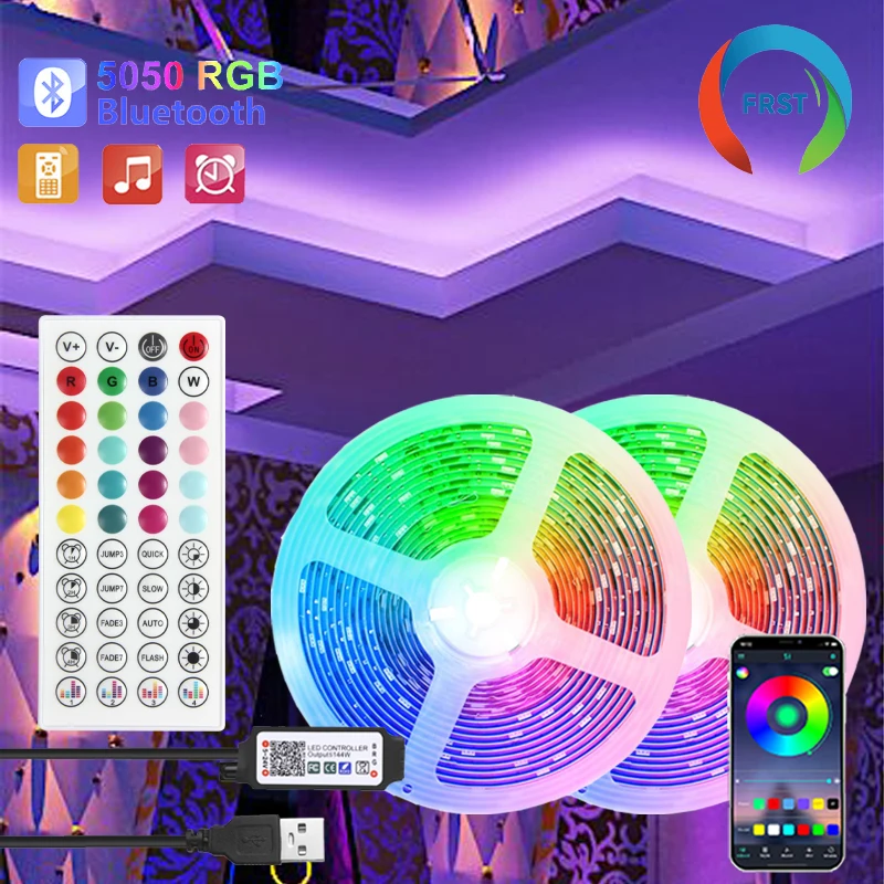 Tira de luces LED RGB 5050 de color, cinta decorativa Bluetooth para habitación, LED, 10m, 15m, 20m, 30m, retroiluminación de TV para PC, iluminación LED de neón, C meesтоди®д comod лента