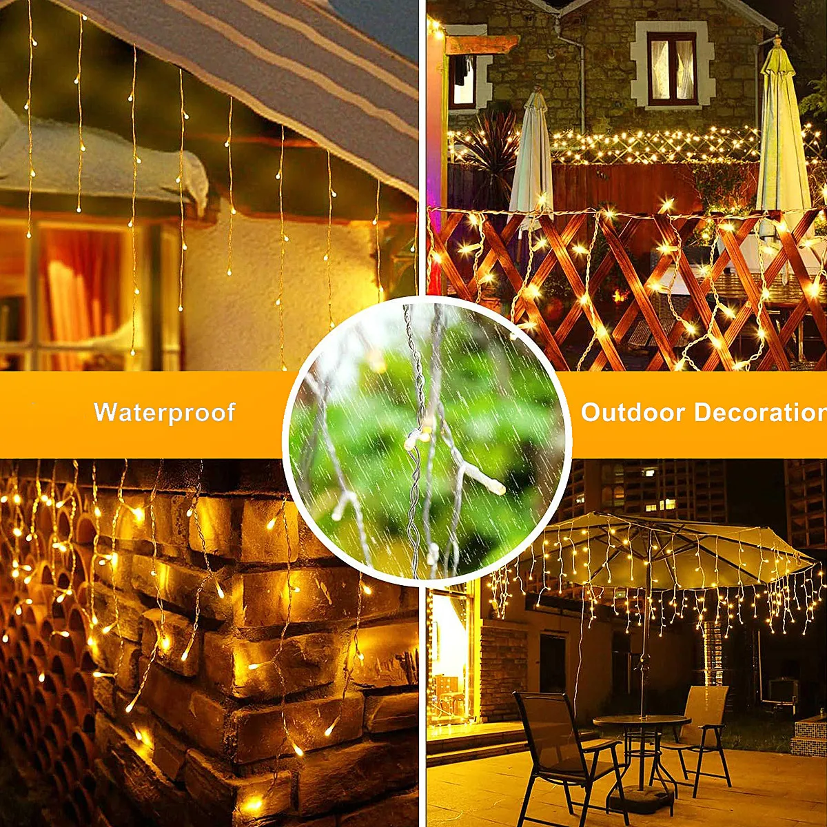1PC LED พลังงานแสงอาทิตย์ Icicle String ไฟ 7 M/23ft กันน้ําม่านสําหรับระเบียง Patio YARD GARDEN PARTY ตกแต่งคริสต์มาสกลางแจ้ง