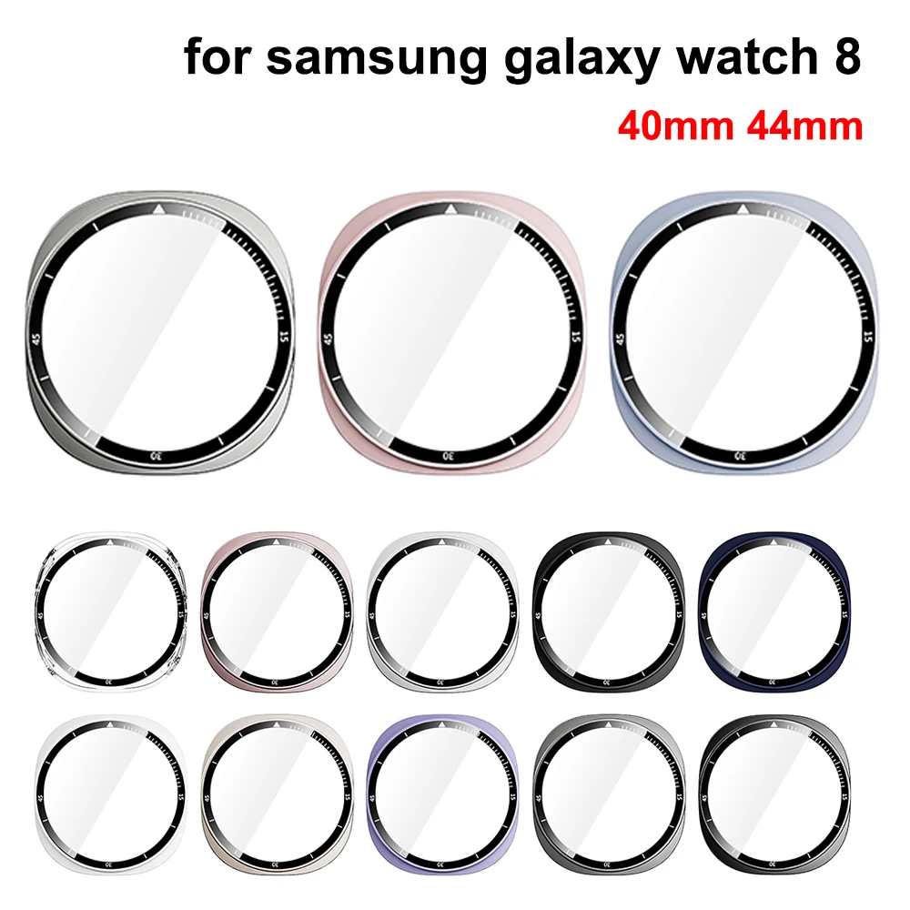 Закаленное стекло + чехол для ПК для Samsung Galaxy Watch 8 44 мм 40 мм, защитный чехол-бампер с все покрытием для Galaxy Watch 8, аксессуары