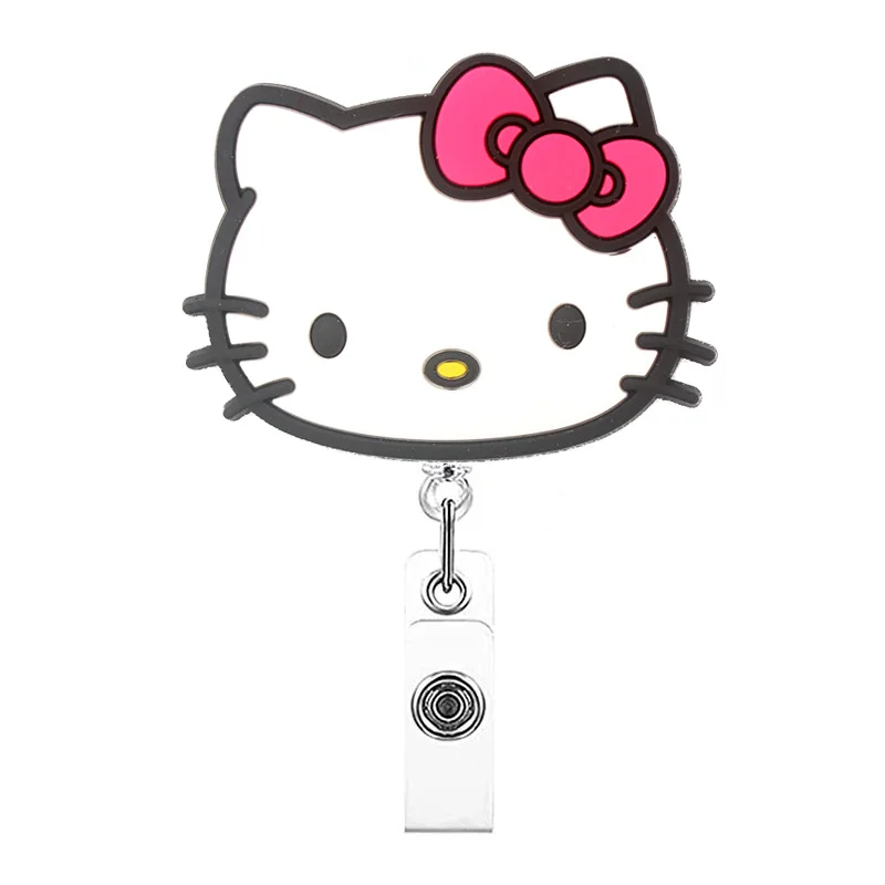 Porta badge scalabile in stile coniglio bianco carino di grandi dimensioni, porta badge scalabile, infermiera, medico, studente, targhetta con nome e porta documenti, accessori