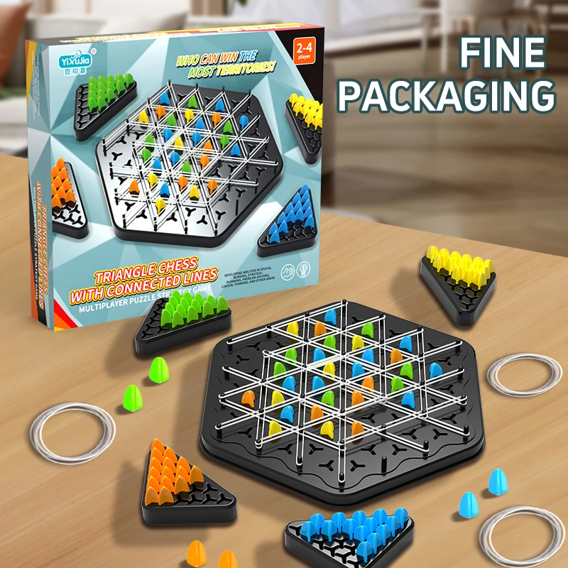 Keten Driehoek Schaken Triggle Rubberen Band Spel Speelgoed Bordspel competitieve Battle Set voor kinderen vrienden ouder-kind interactie