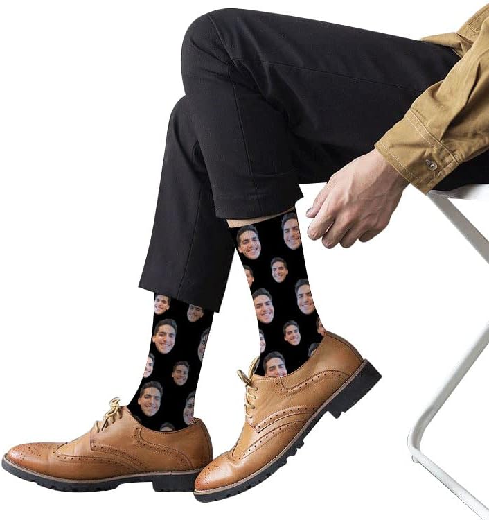 Custom Socks with Photo Personalized Face Socks for Men Women Customized Funny Gag Gifts for Dad Christmas One Size
