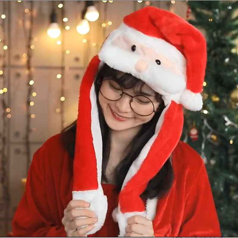 LED Santa Claus หมวกค่าเฉลี่ยเคราคริสต์มาสของขวัญตลกสําหรับเด็กชายหญิงน่ารักคอสเพลย์ Santa Claus หมวกเรืองแสง Plush ของเล่น