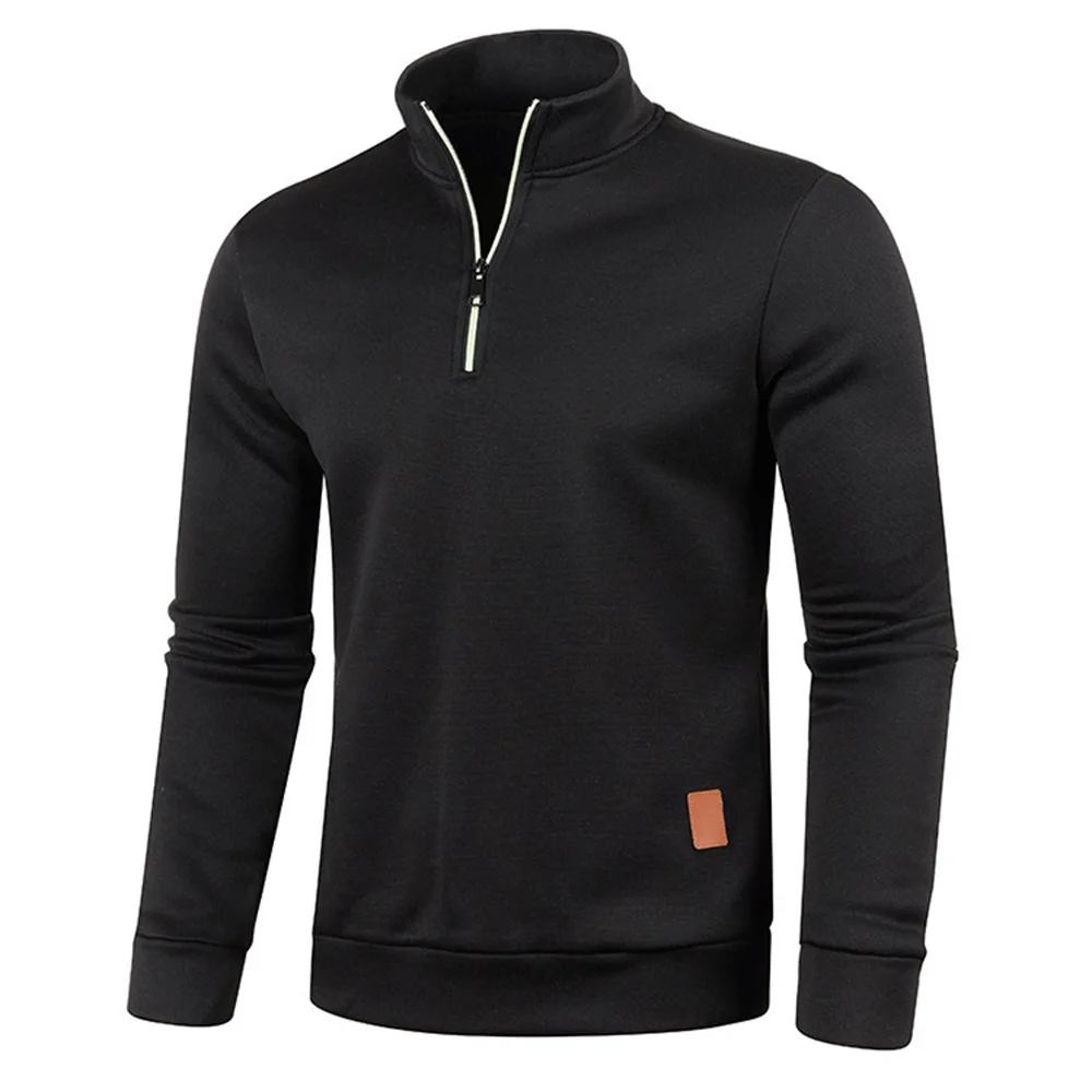 Herren Stehkragen Pullover Reißverschluss Twist Strickpullover Herren Dickere Sweatshirts Herbst Einfarbige Rollkragenpullover