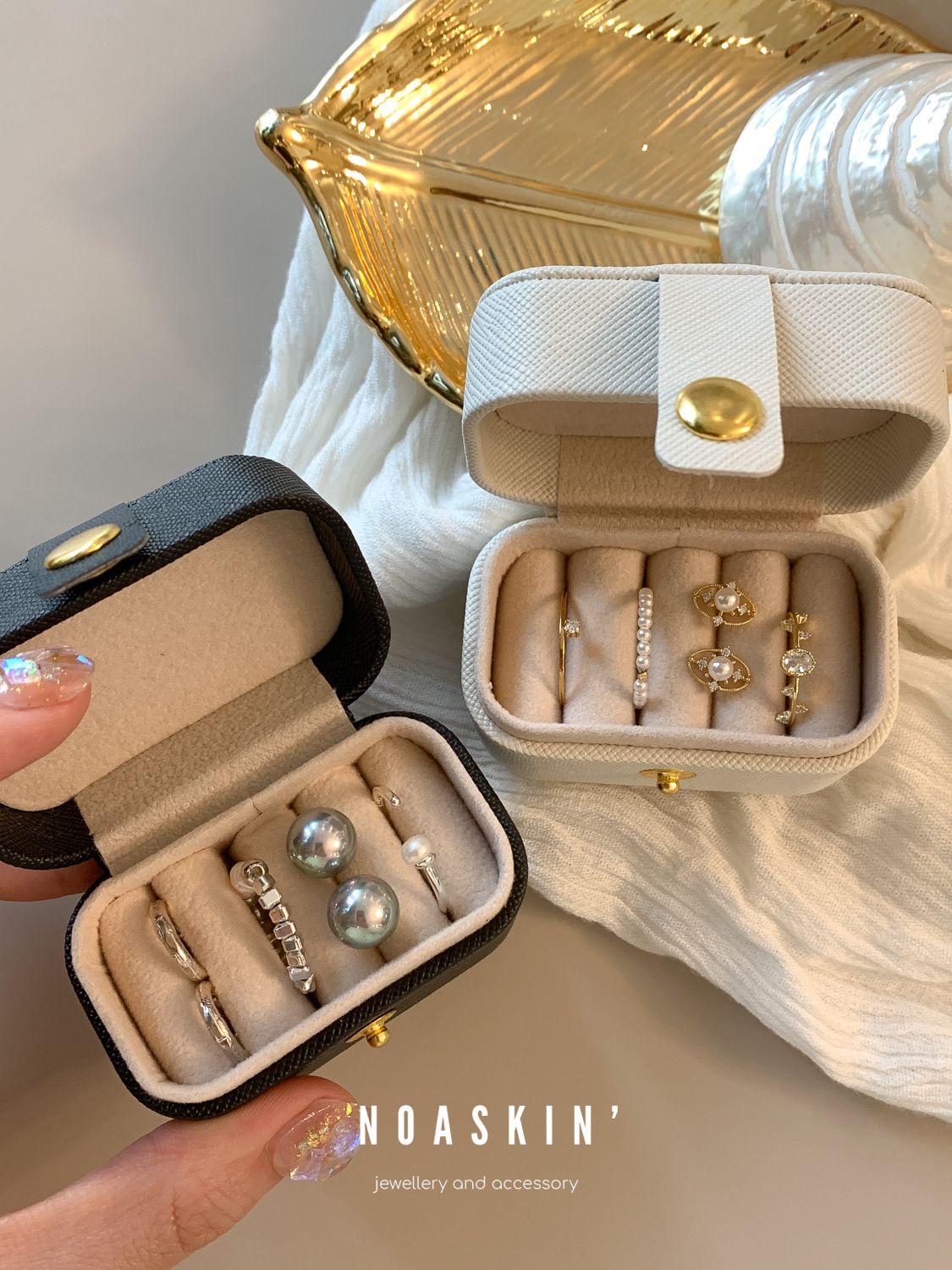 Mini Ring Box Tragbare Kleine Schmuck Organizer Display Reise Einfache Mini Geschenk Fall Boxen Leder Ohrring Halskette Halter