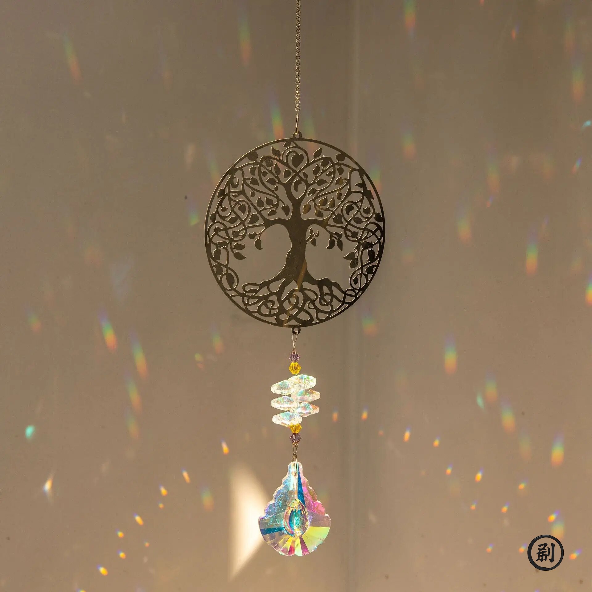 Crystal Sun Catcher Prisms Hanging Rainbow Chaser Window Wind Chime Tree of Life Home Decoration Car Art Hanging Pendant