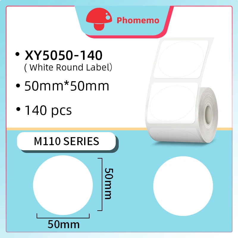 Phomemo – étiquette autocollante ronde 50x50mm pour imprimante M110/M200, papier autocollant circulaire multi-usage, image claire, Phomemo M110