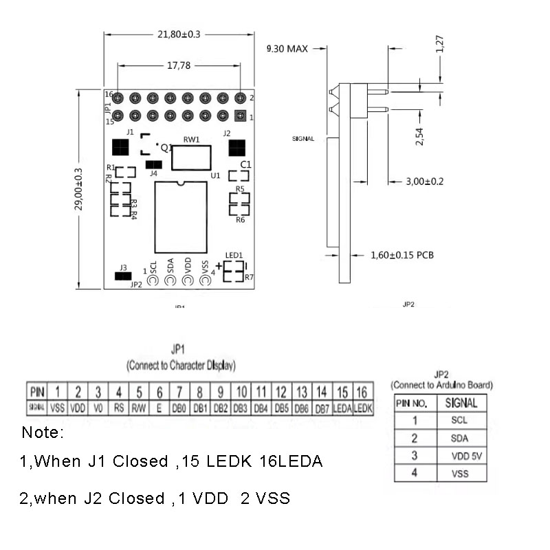 Serielles IIC / I2C / TWI Convert Board Modul für 0802 2002 4002 2402 Doppelstift-Zeichen-LCD-Modul-Display